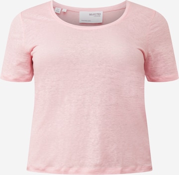 T-shirt 'Linda' Selected Femme Curve en rose : devant