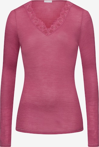 Hanro - Camisa ' Woolen Lace ' em rosa: frente