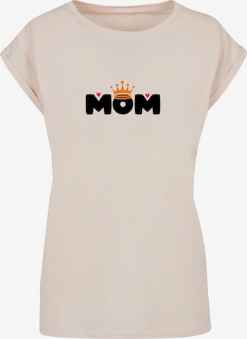 Merchcode Shirt 'Mothers Day - Queen Mom' in Beige: voorkant