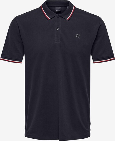 Only & Sons T-Shirt 'Fletcher' en bleu marine / rouge feu / blanc, Vue avec produit
