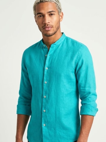 Slim fit Camicia business 'Caravaggio Essentials Linen Man Shirt Light Blue' di 7Camicie in blu: frontale
