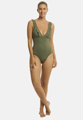 SEA LEVEL Triangel Badeanzug 'Frill Essentials' in Grün