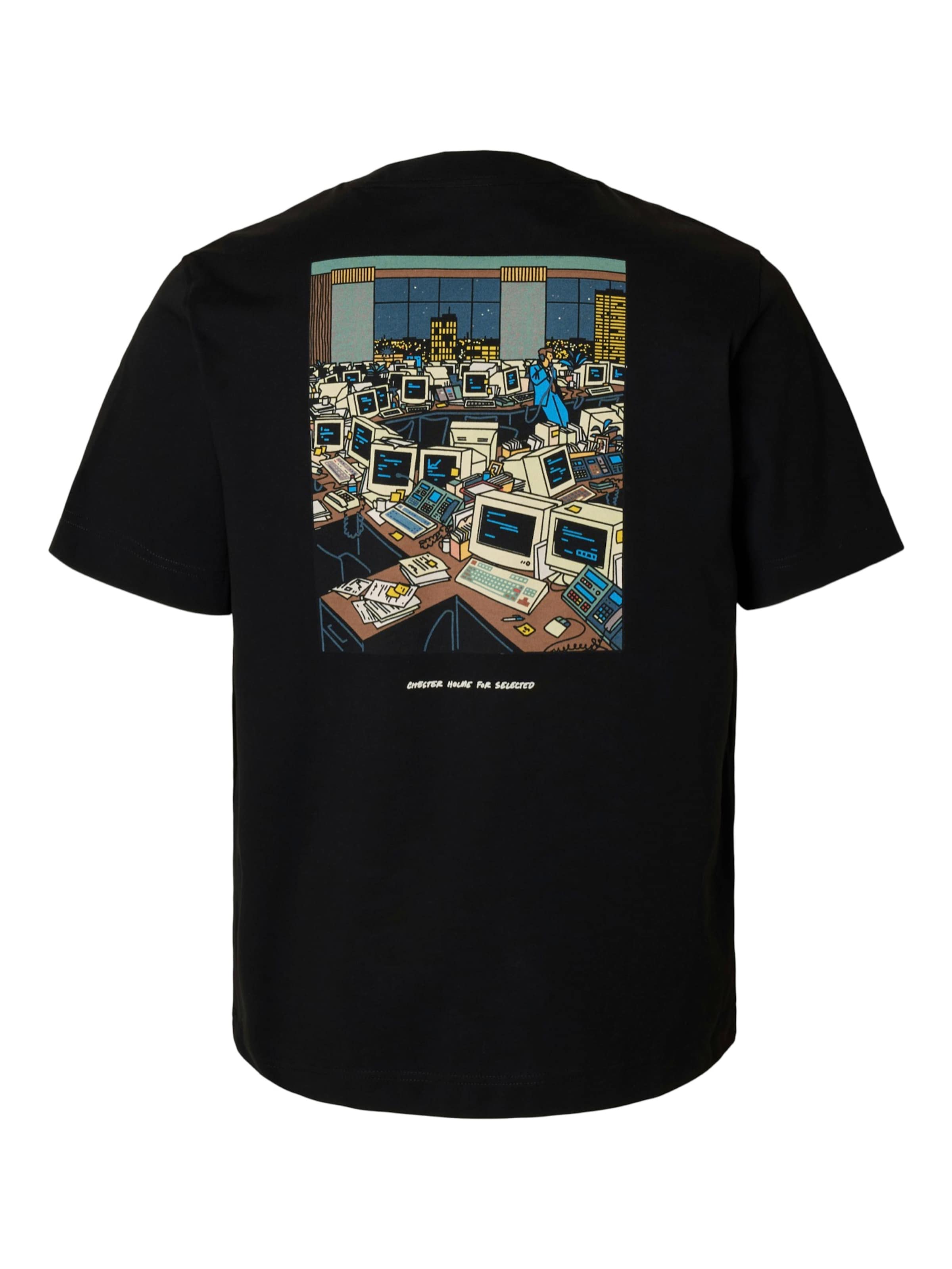 SELECTED Футболка 'SLHPETE LICENSE' в Черный