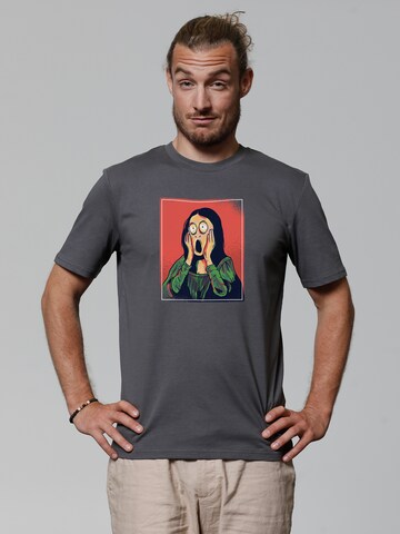 T-Shirt ' Mona Lisa Scream ' Watapparel en gris : devant