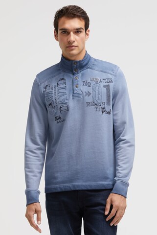 CAMP DAVID Troyer-Sweatshirt mit Strick-Details und Artworks in Blau: Vorderseite