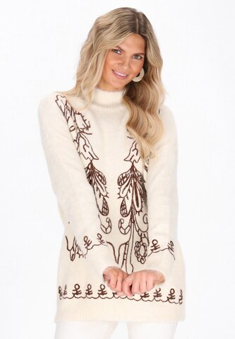 usha FESTIVAL Υπερμέγεθες πουλόβερ σε λευκό: μπροστά