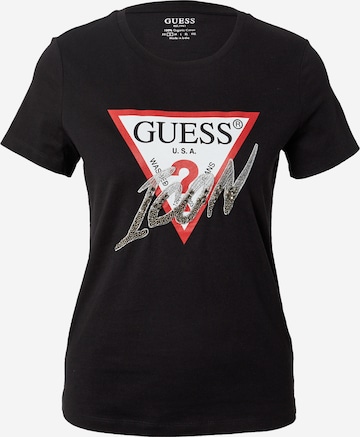 GUESS - Camiseta en negro: frente