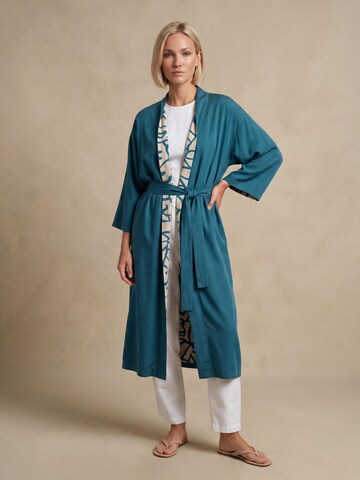 Shop Karey Dressing gown 'Terra Flow Kimono' in Blue