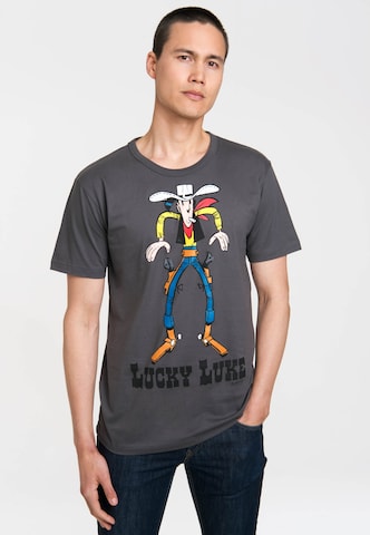 LOGOSHIRT T-Shirt mit coolem 'Lucky Luke'-Print in Grau: predná strana