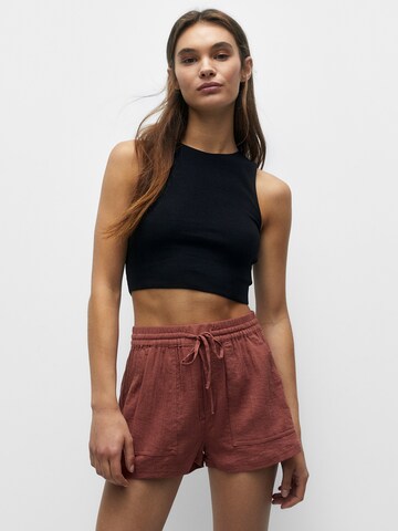 Pull&Bear Regular Pants in Brown: front