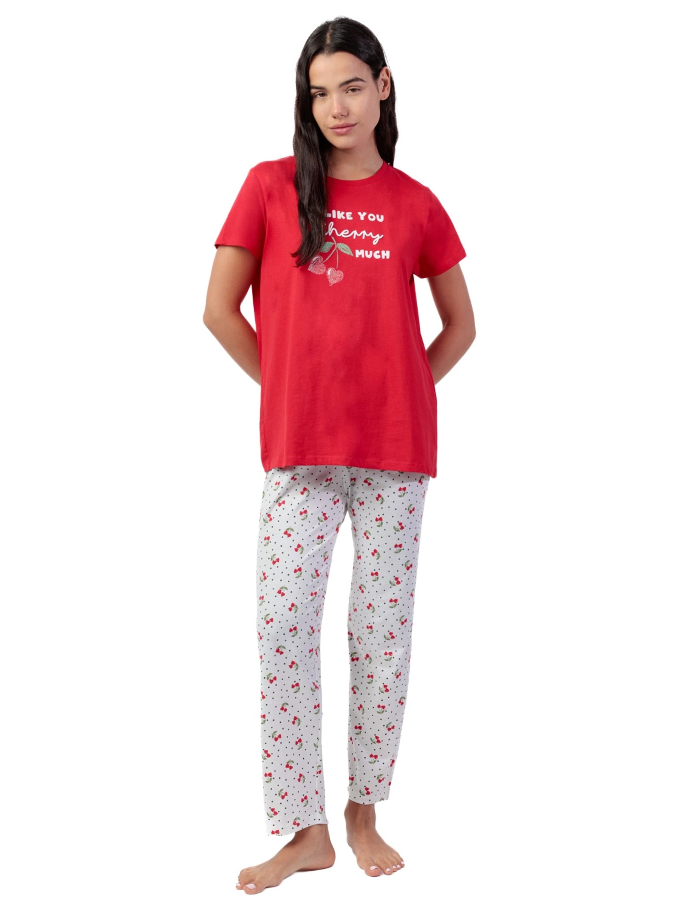 admas - Pijama 'ADMAS Pijama Manga Corta Cherries para Mujer' en rojo: frente