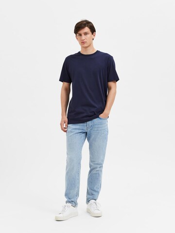 T-Shirt 'Aspen' SELECTED HOMME en bleu
