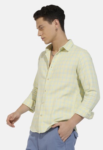 Campus Sutra Regular fit Button Up Shirt 'Theodore' in Yellow