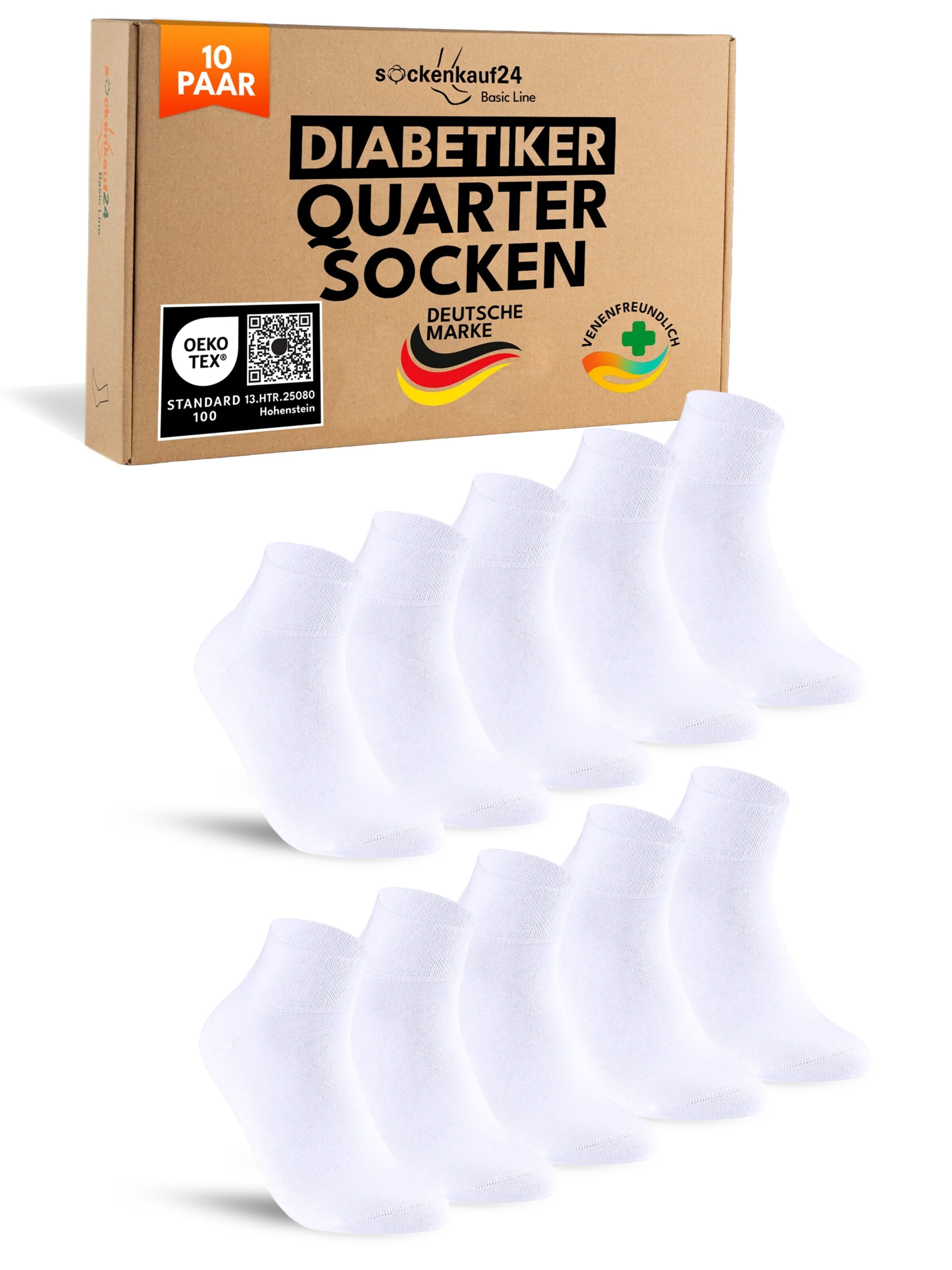 sockenkauf24 Socks 'Diabetiker Socken' in White: front