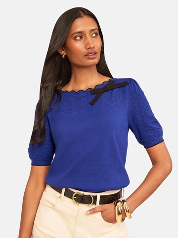 love & roses - Pullover em azul: frente