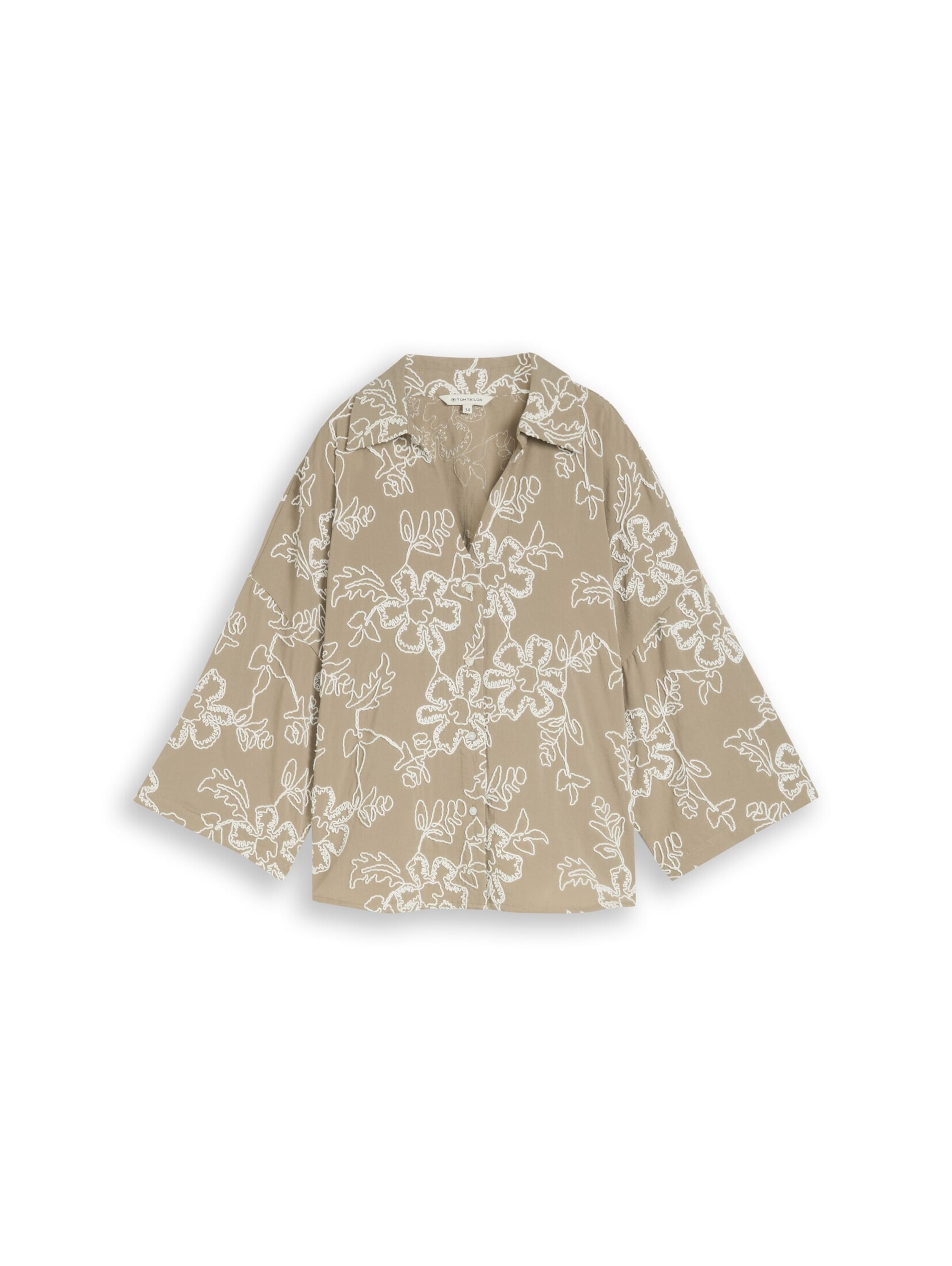 TOM TAILOR Bluse in S in khaki / weiß, Produktansicht