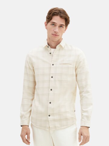 TOM TAILOR Regular fit Button Up Shirt in Beige: front