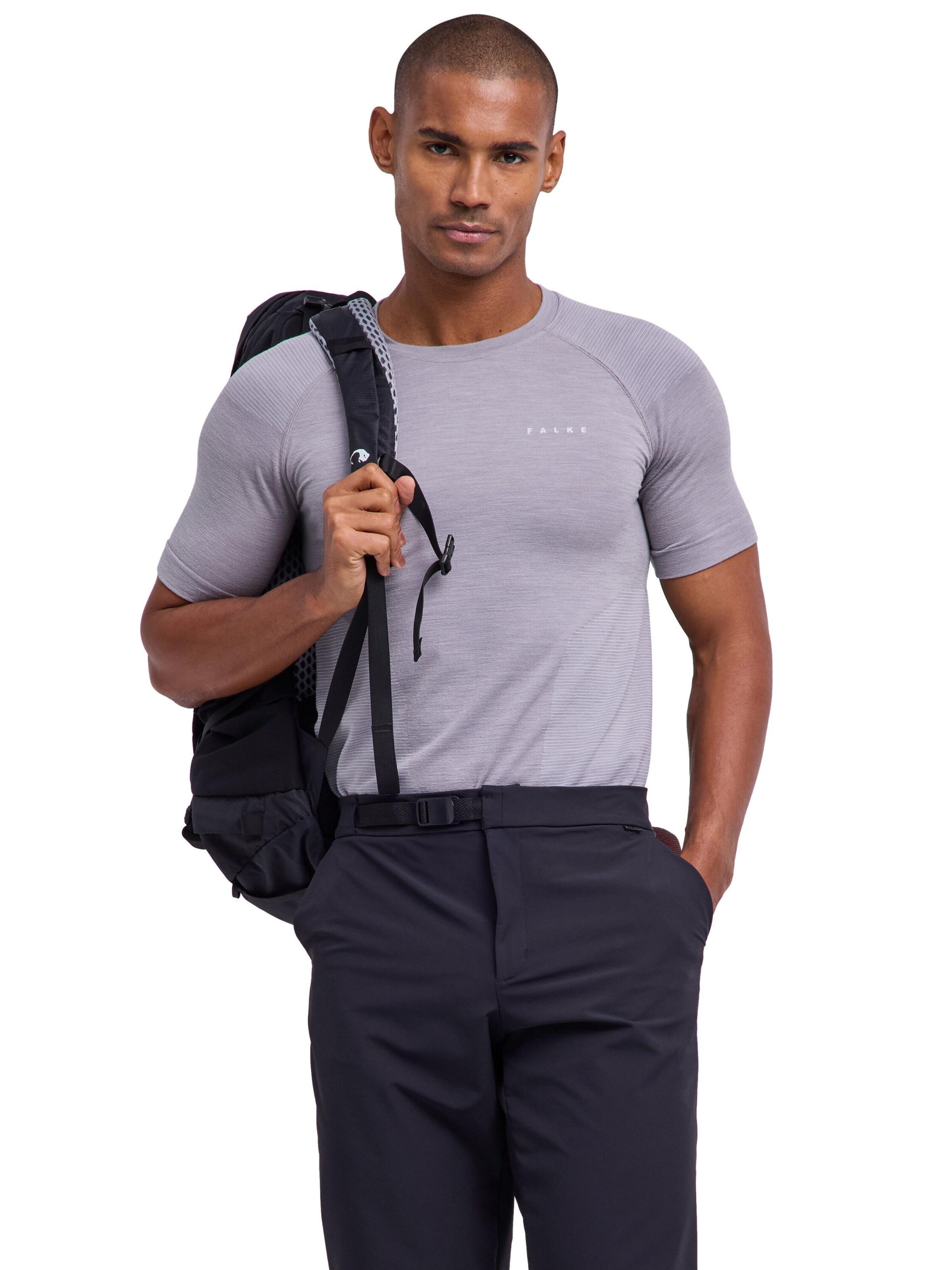 FALKE Base Layer 'Backpack-Ready' in Grey: front