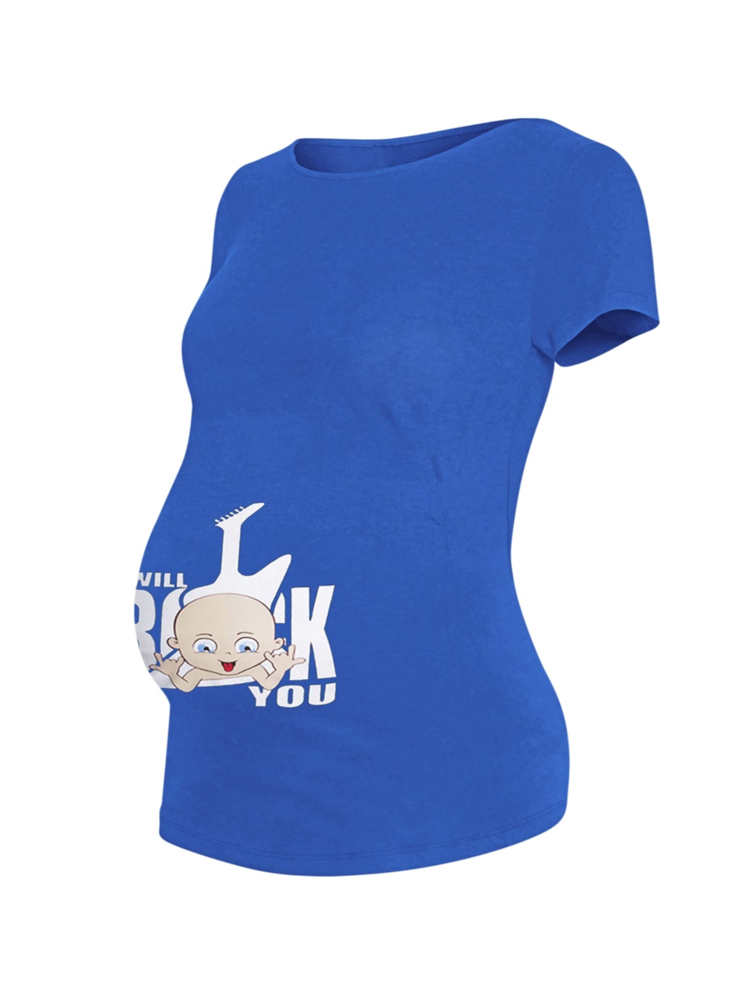 M.M.C. Shirt 'I Will Rock You Umstandsshirt' in Blue: front
