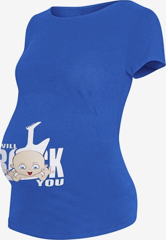 M.M.C. Shirt 'I Will Rock You Umstandsshirt' in Blue: front