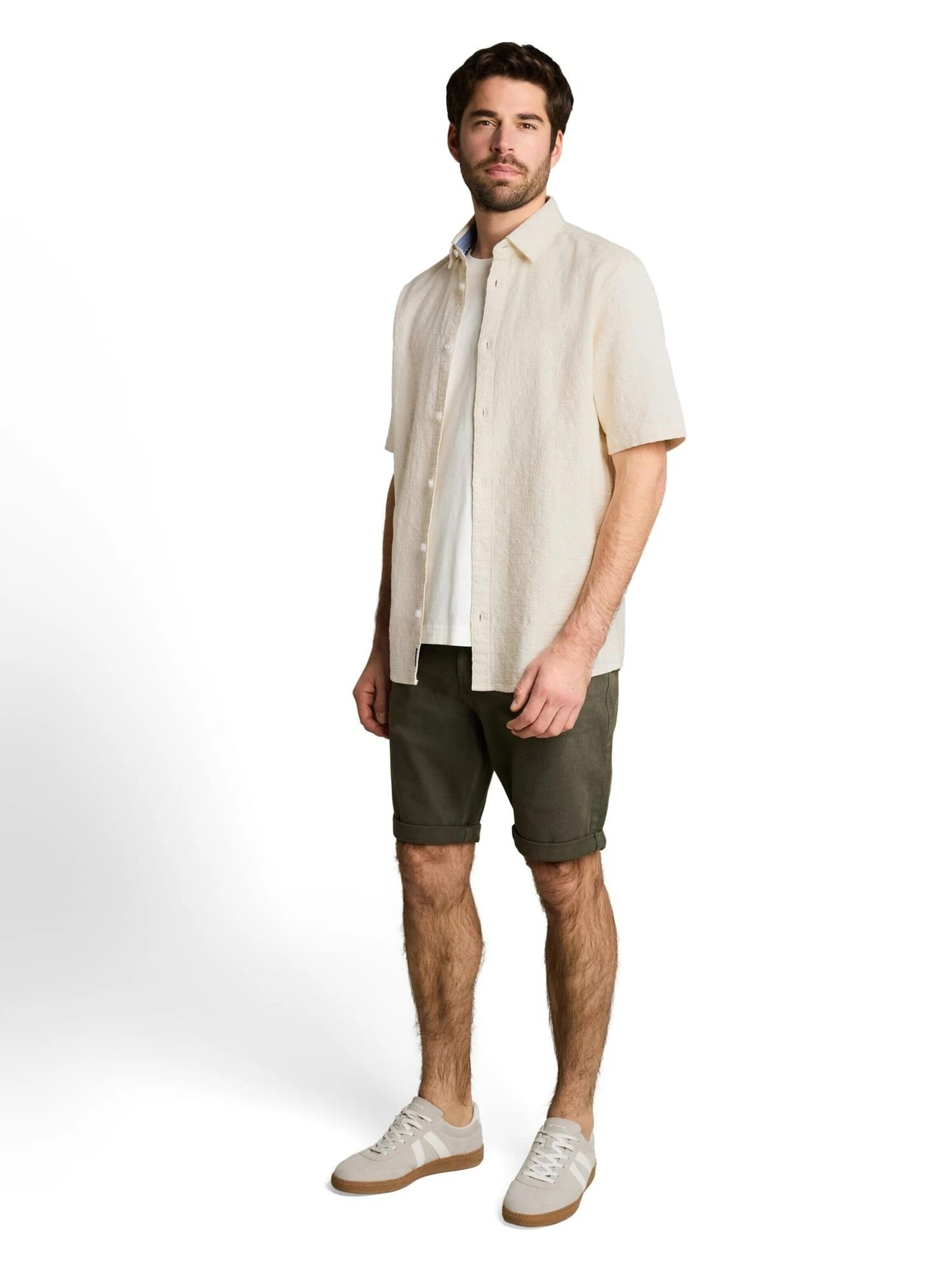 TOM TAILOR Comfort fit Button Up Shirt in Beige