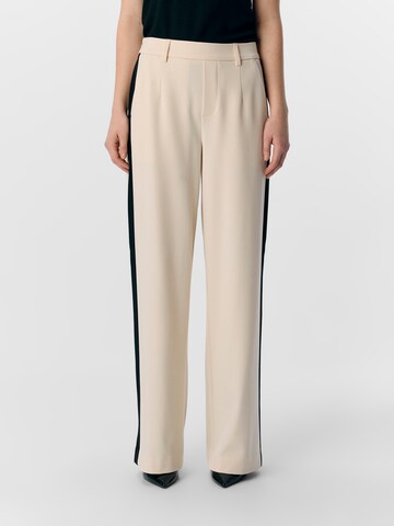 OBJECT Wide leg Broek 'OBJLisa' in Beige: voorkant