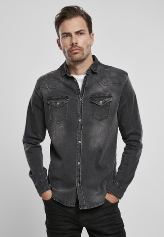 Brandit Regular fit Button Up Shirt 'Riley' in Black: front