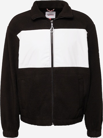 Tommy Jeans Fleece jas in Zwart: voorkant