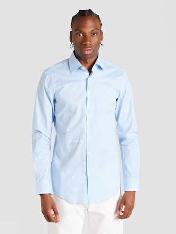 BOSS Black Slim Fit Риза 'HANK' в синьо: отпред