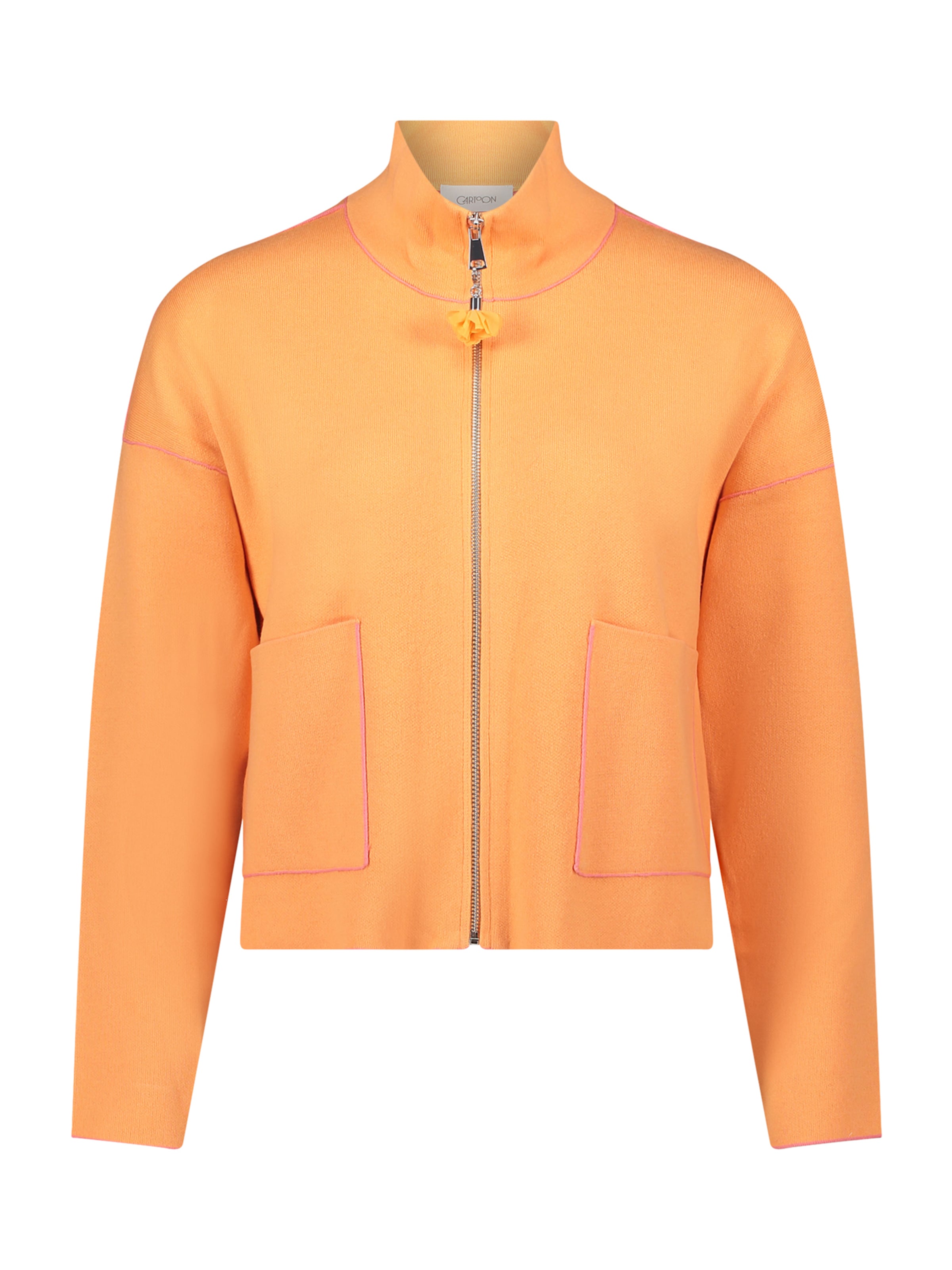 Cartoon Knit Cardigan in Orange: front