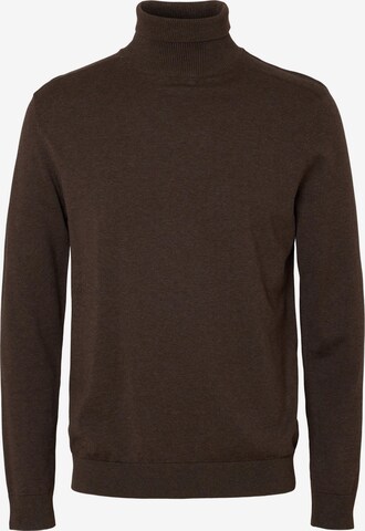 Pull-over 'Berg' SELECTED HOMME en marron : devant