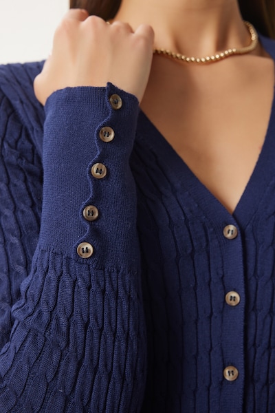 Happiness İstanbul Gebreid vest in de kleur Navy, Productweergave