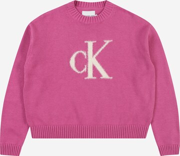 Calvin Klein Jeans Пуловер в лилав: отпред