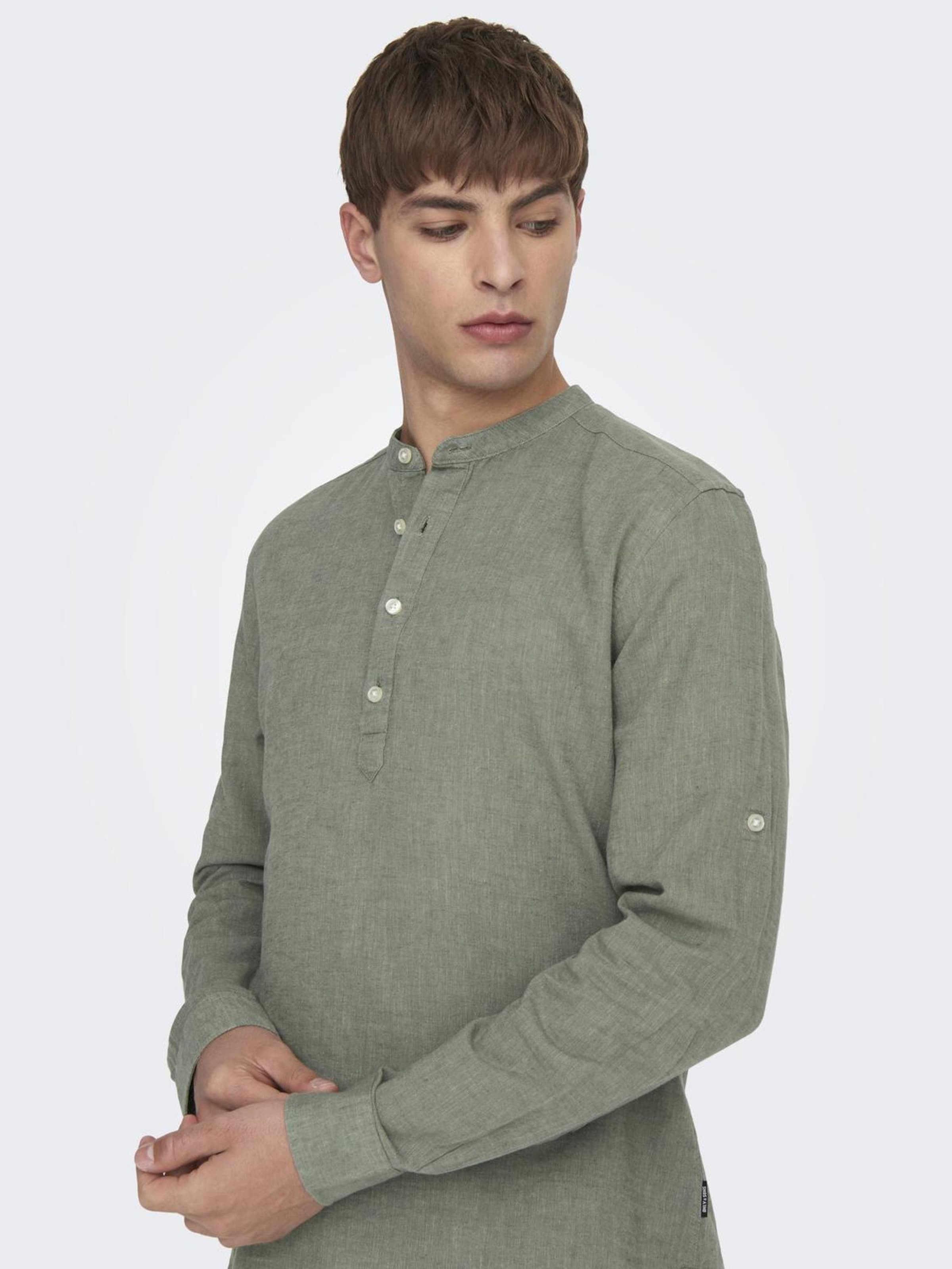 Only & Sons Slim fit Overhemd 'Caiden' in Groen