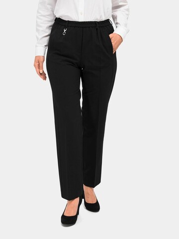 Goldner Regular Trousers with creases 'LOUISA' in Black: front