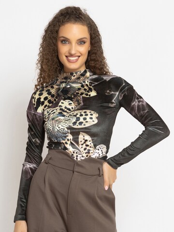JIORO Blouse 'LEO ORCHID' in Zwart