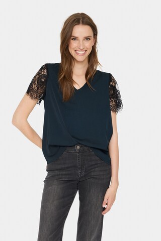 SAINT TROPEZ Bluse ' Zylvie ' in Blau: Vorderseite