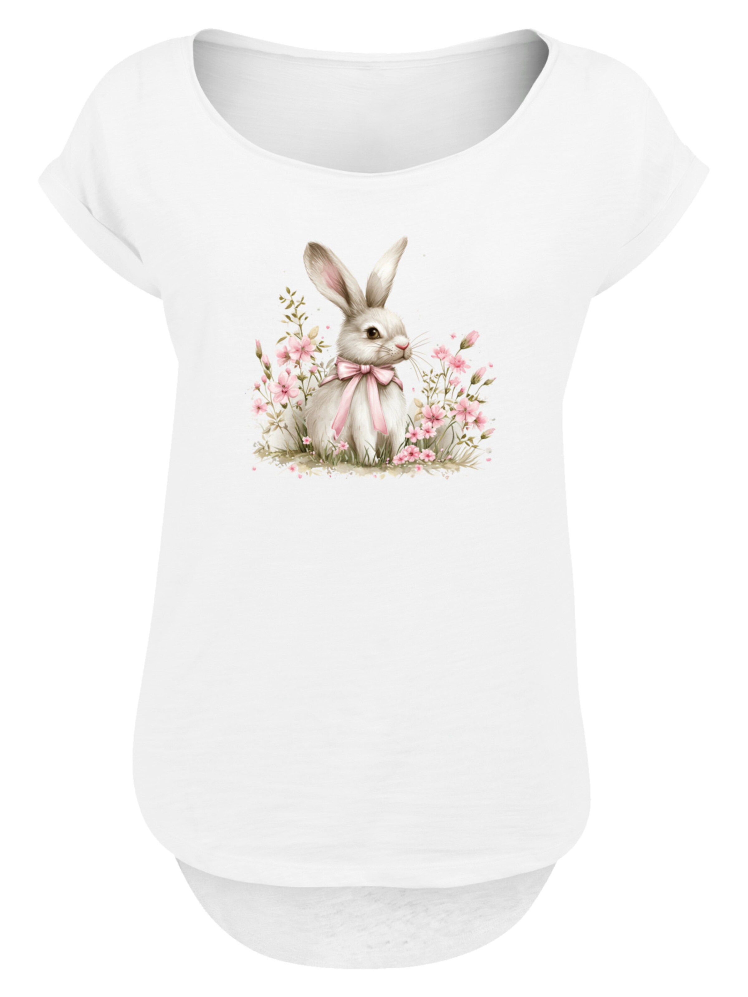F4NT4STIC Shirt 'Niedlicher Osterhase mit Blumen' in White: front