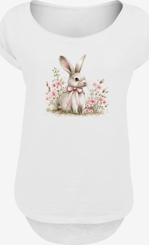 T-shirt 'Niedlicher Osterhase mit Blumen' F4NT4STIC en blanc : devant