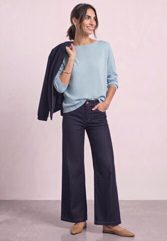 STREET ONE Basic Pullover mit U-Boot-Ausschnitt in Blau