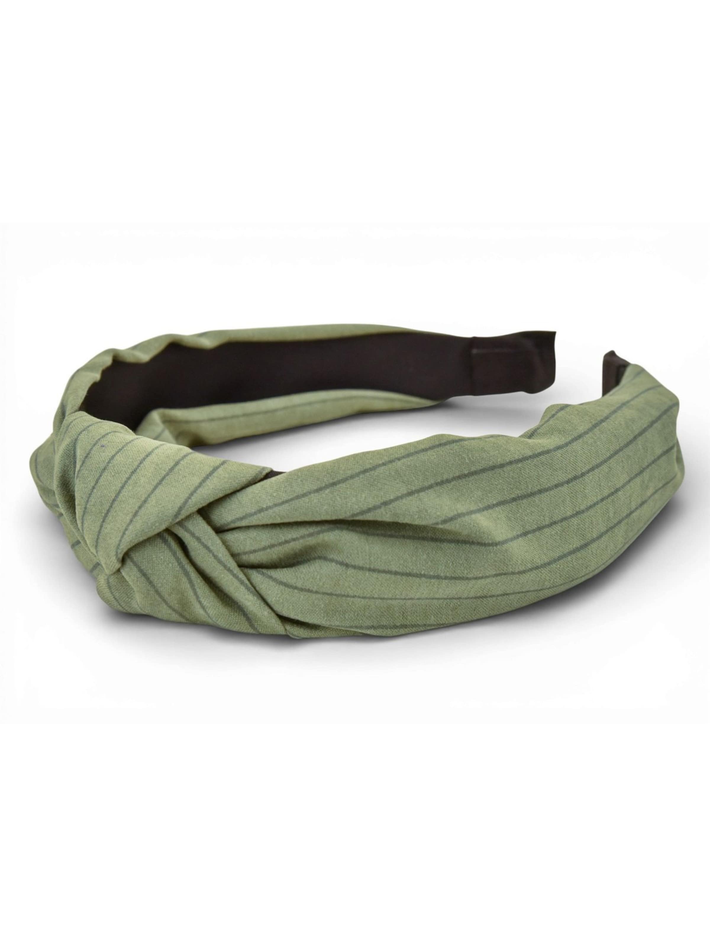 styleBREAKER Haarschmuck 'Haarreif Gestreift mit Twist Knoten'‌‌ in Grün: Vorderseite