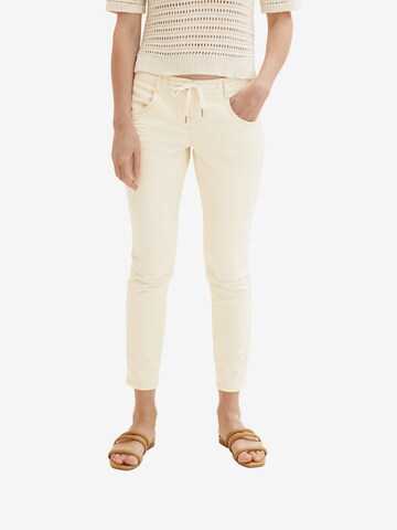 Coupe slim Pantalon TOM TAILOR en beige : devant