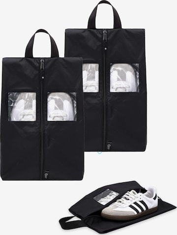 TRAVEL DUDE - Bolsa de viaje 'Schuhtaschen Set 2 Teilig aus recycelten Plastikflaschen, Schuhbeutel Organizer' en negro: frente