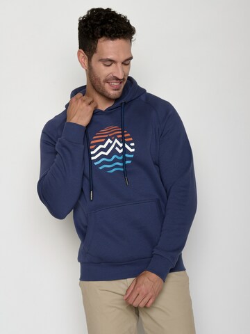 Felpa 'Trek Mountain Stripes' di GREENBOMB in blu: frontale