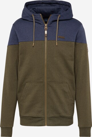 Ragwear Zip-Up Hoodie 'Tomie' in Green: front