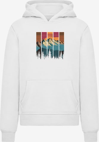 Sweat 'Berg Sonnenuntergang Retro' F4NT4STIC en blanc : devant