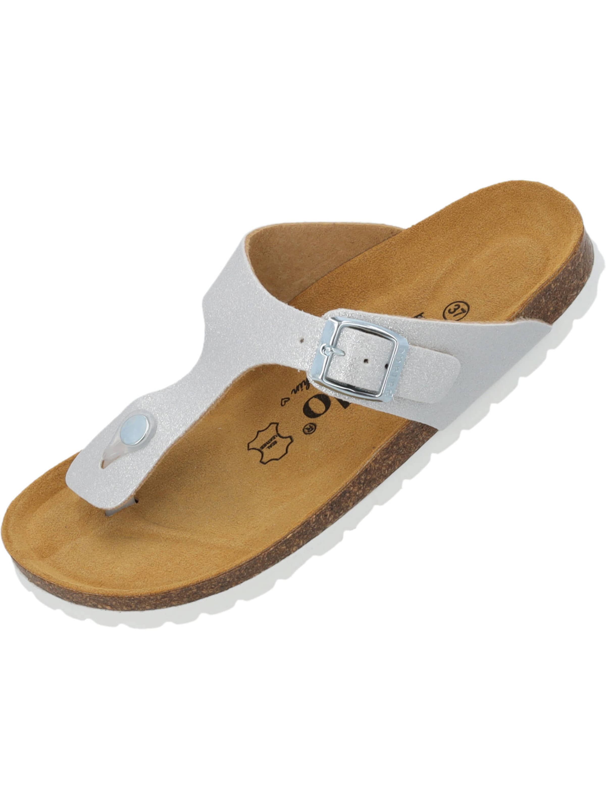 Flip-flops 'Kos Magnolia' de la Palado by Sila Sahin pe argintiu: față