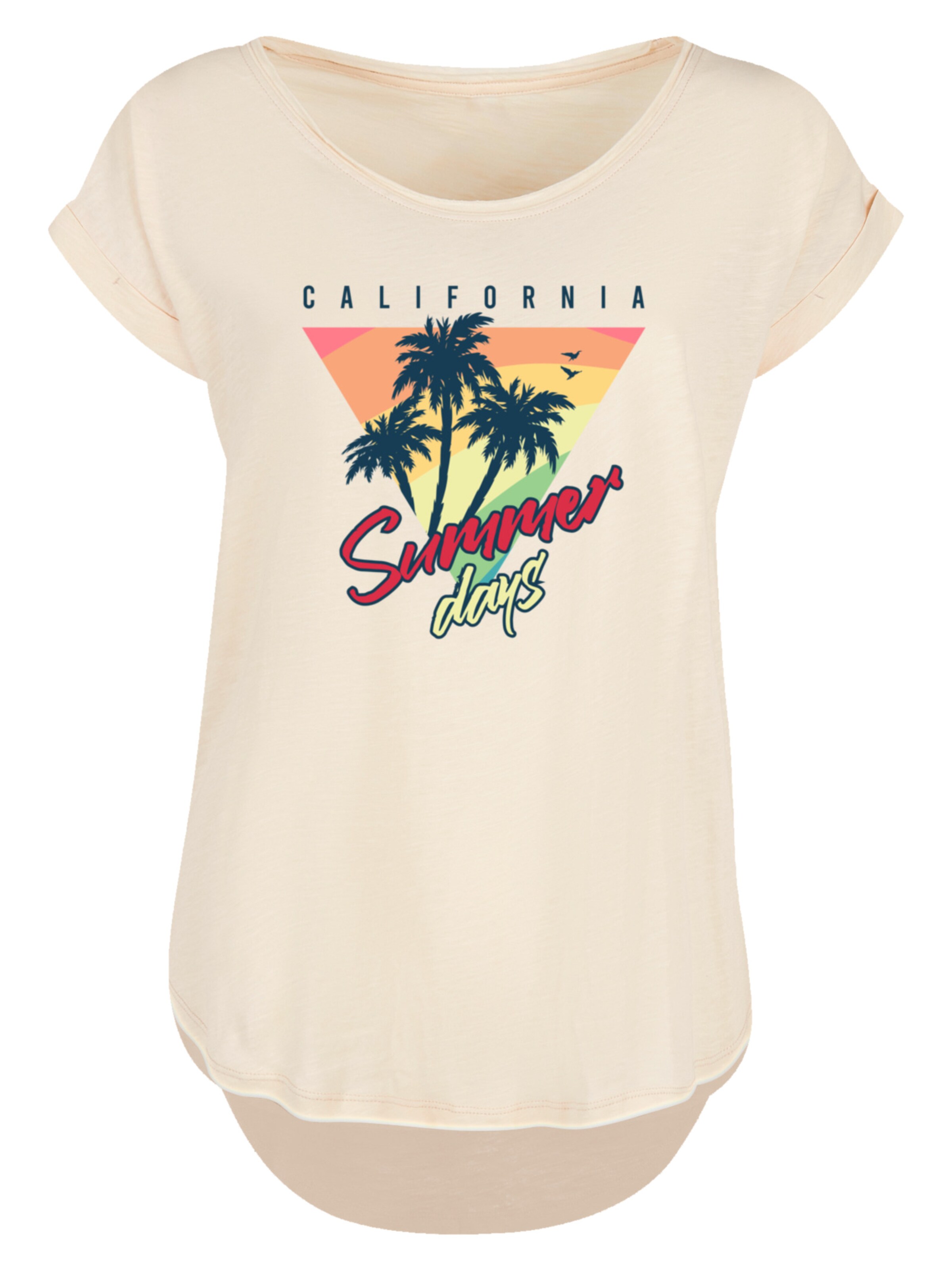 F4NT4STIC Shirt 'California Palmen Retro' in Beige: voorkant