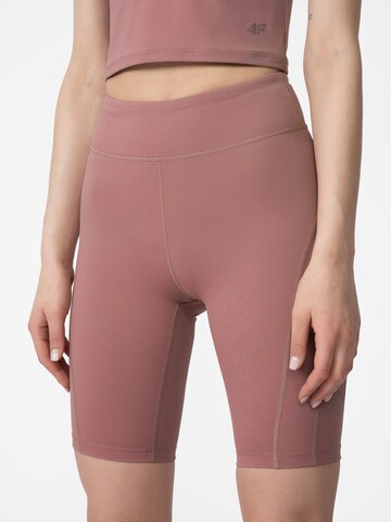 Skinny Pantalon de sport 'SKDF013' 4F en rose : devant