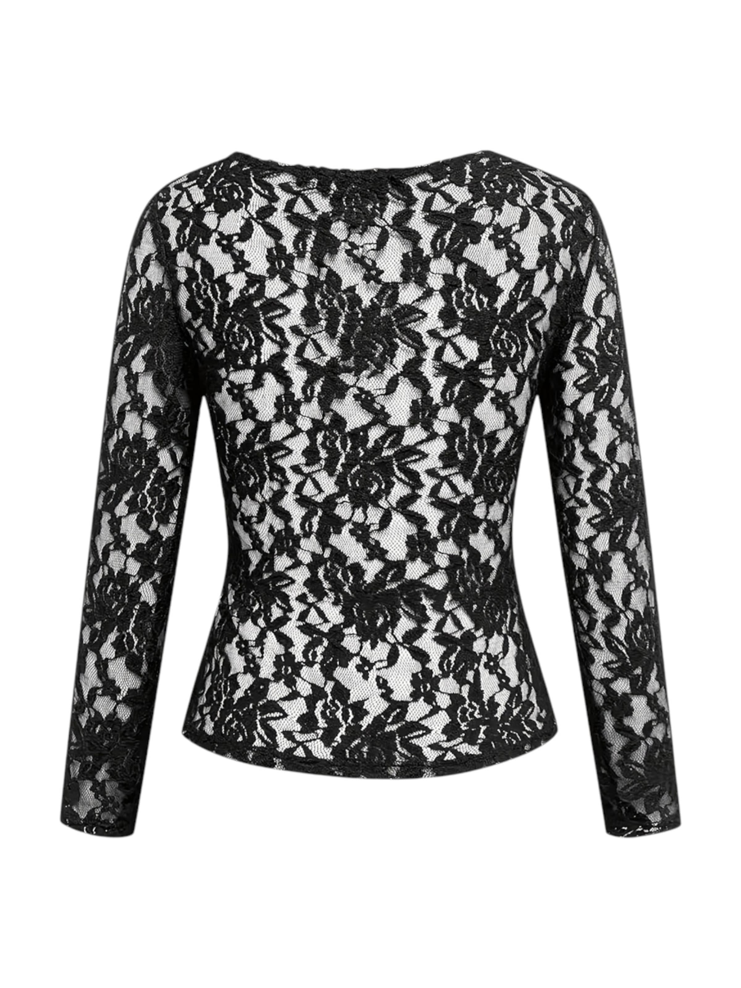 LapaPlus Top 'Damen Spitzen Shirt' in Zwart